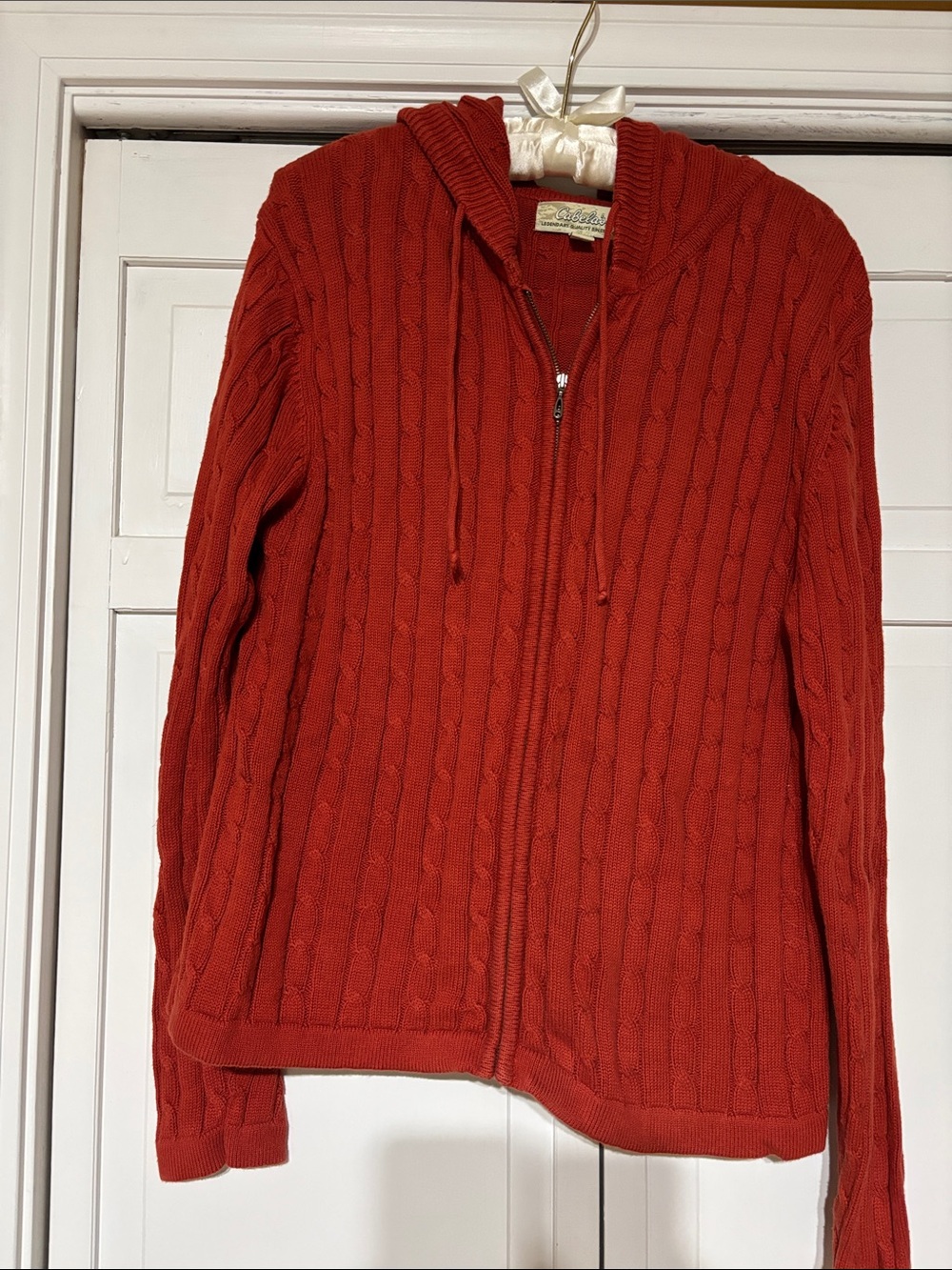 Cabela's Cable Knit Zip Hoodie Sweater - Rust